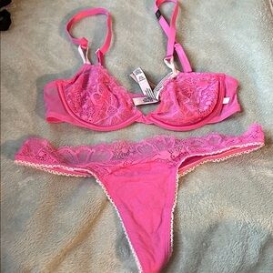 Victoria's Secret Pink Lace Bra and Panty Set